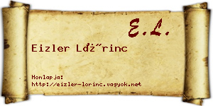 Eizler Lőrinc névjegykártya