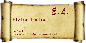 Eizler Lőrinc névjegykártya